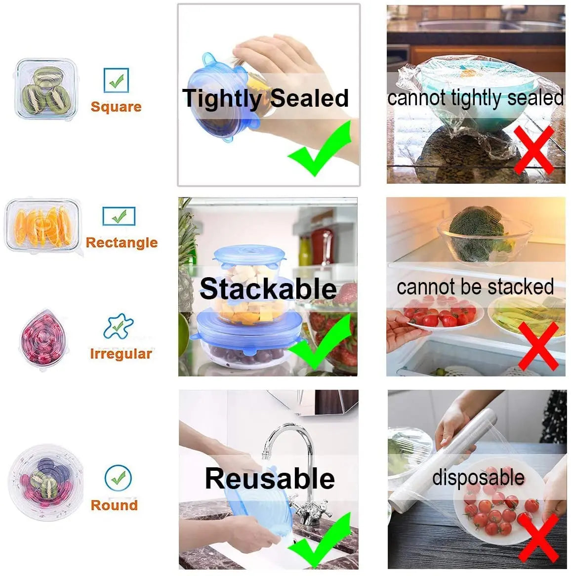 Pack of 12 Sizes, BPA Free, Silicone Reusable Container Lids to Fit All Shape of Containers, Flexible and Durable, Microwave and Dishwasher Safe - Blue, Green pattanaustralia